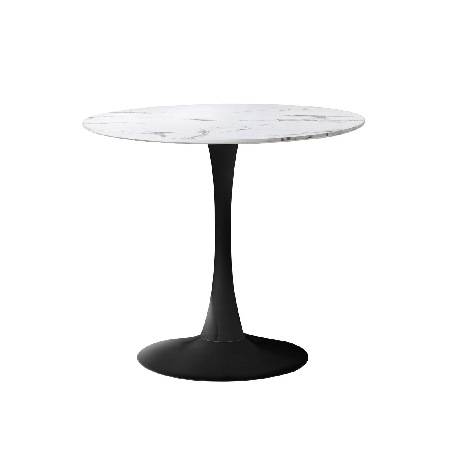 Oikiture Dining Table Set 60cm Round Dining Table and Chairs White&Black