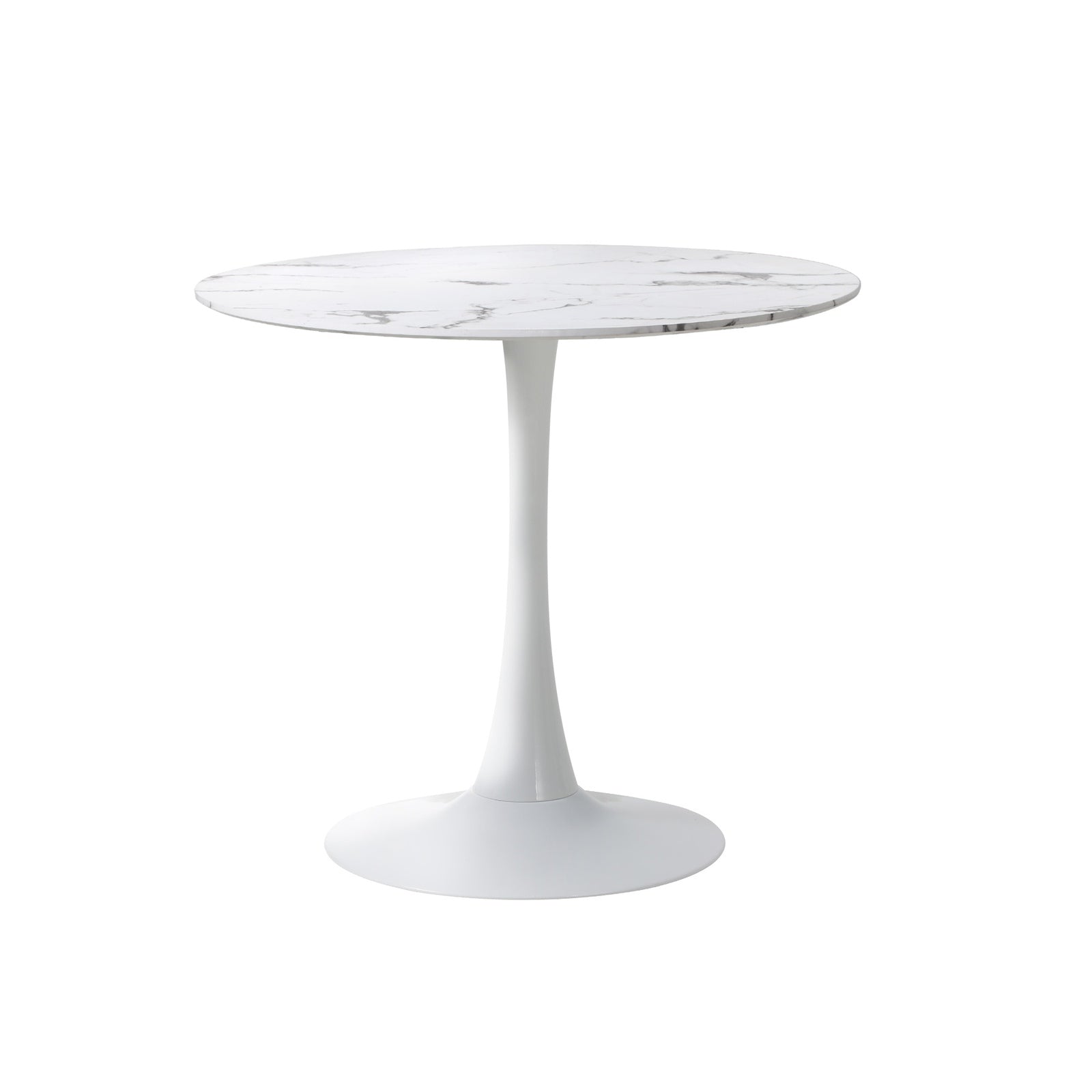 Oikiture Dining Table Set 60cm Round Dining Table and Chairs Brown&White