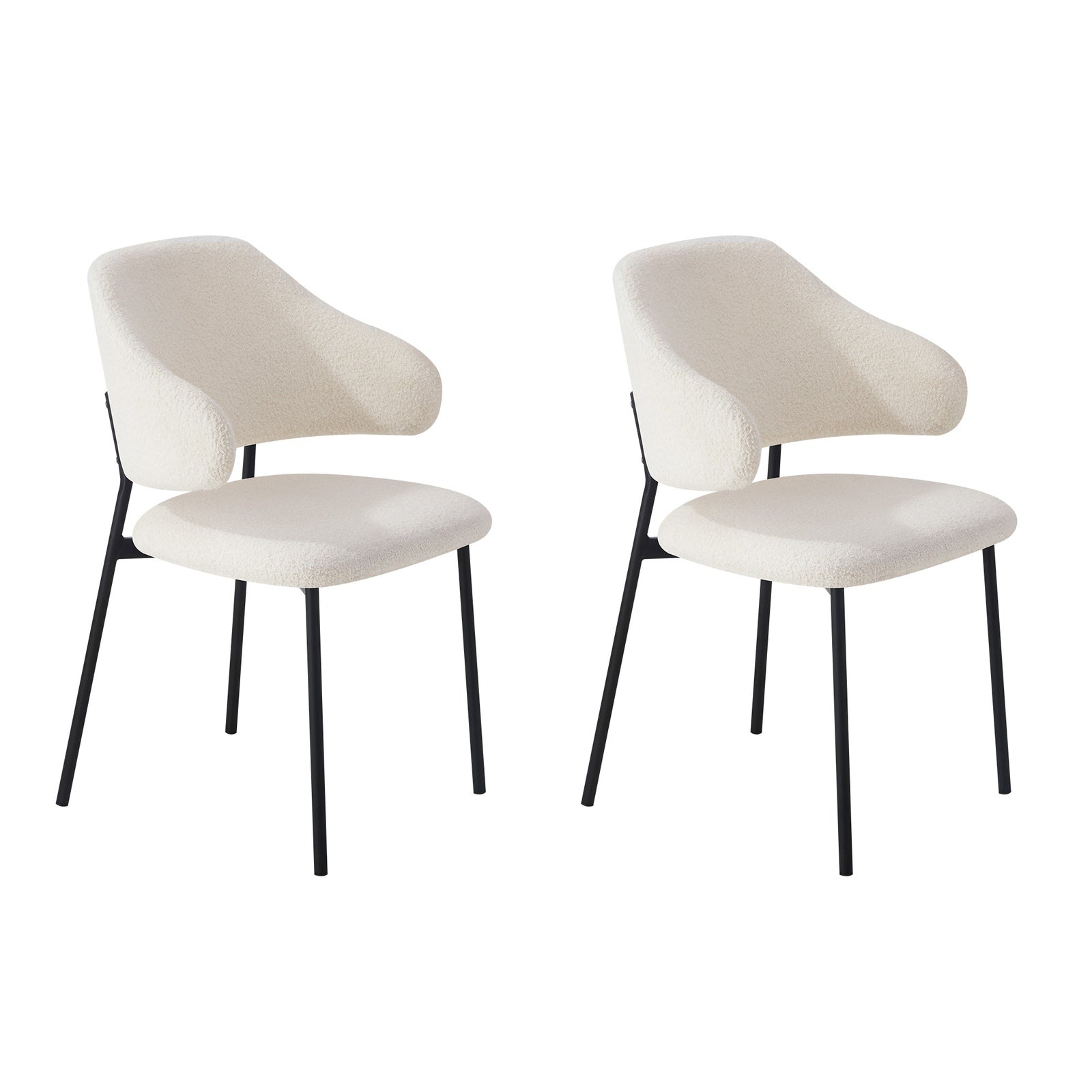 Oikiture 3PCS Dining Table Set Round Table Fabric Dining Chairs White&Black