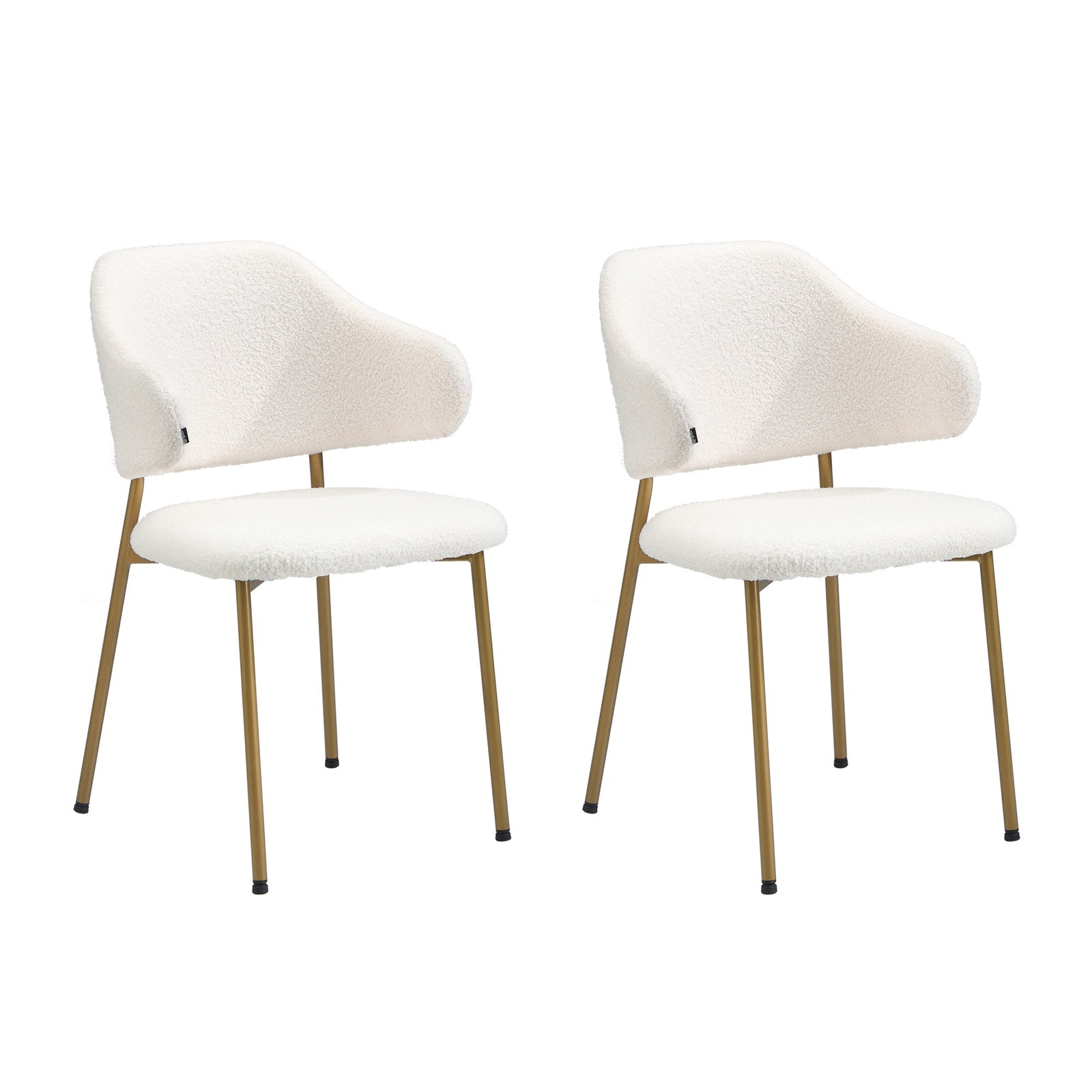 Oikiture 60cm Round Dining Table with 2x Dining Chairs Sherpa Gold&White - Sunyee
