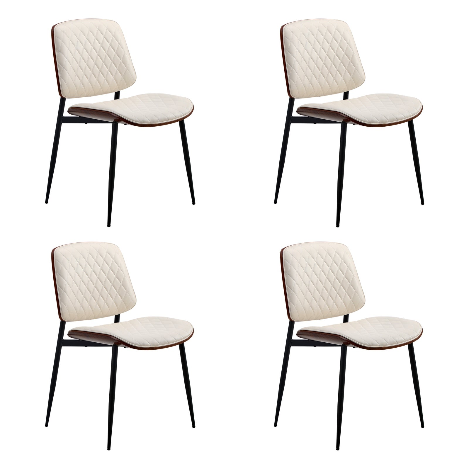 Oikiture Dining Table Set 90cm Round Dining Table and Chairs PU Leather White&Black