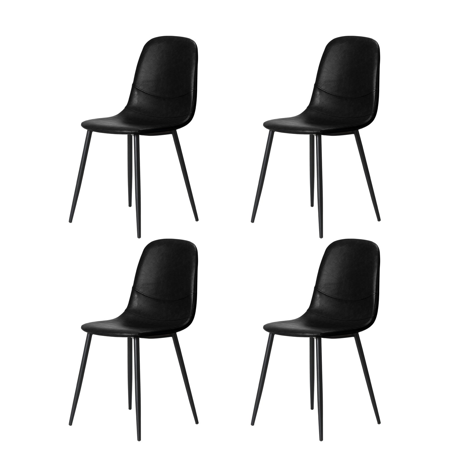 Oikiture 90cm Round Dining Table with 4x Dining Chairs PU Leather Black - Sunyee
