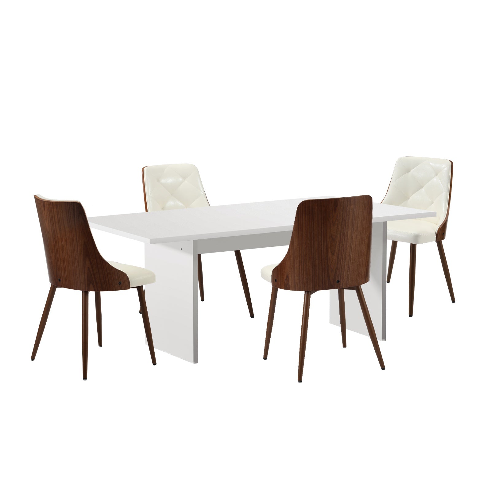 Oikiture 4-Seater Rectangular Dining Table and Chairs Wooden Kitchen Dining Set - Sunyee