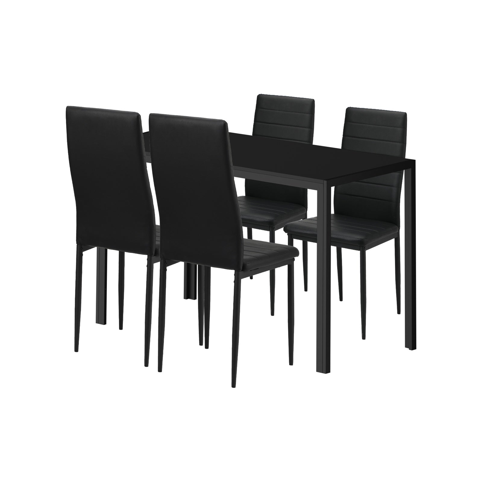 Oikiture 120cm Rectangle Dining Table with 4PCS Dining Chairs Wooden Black - Sunyee