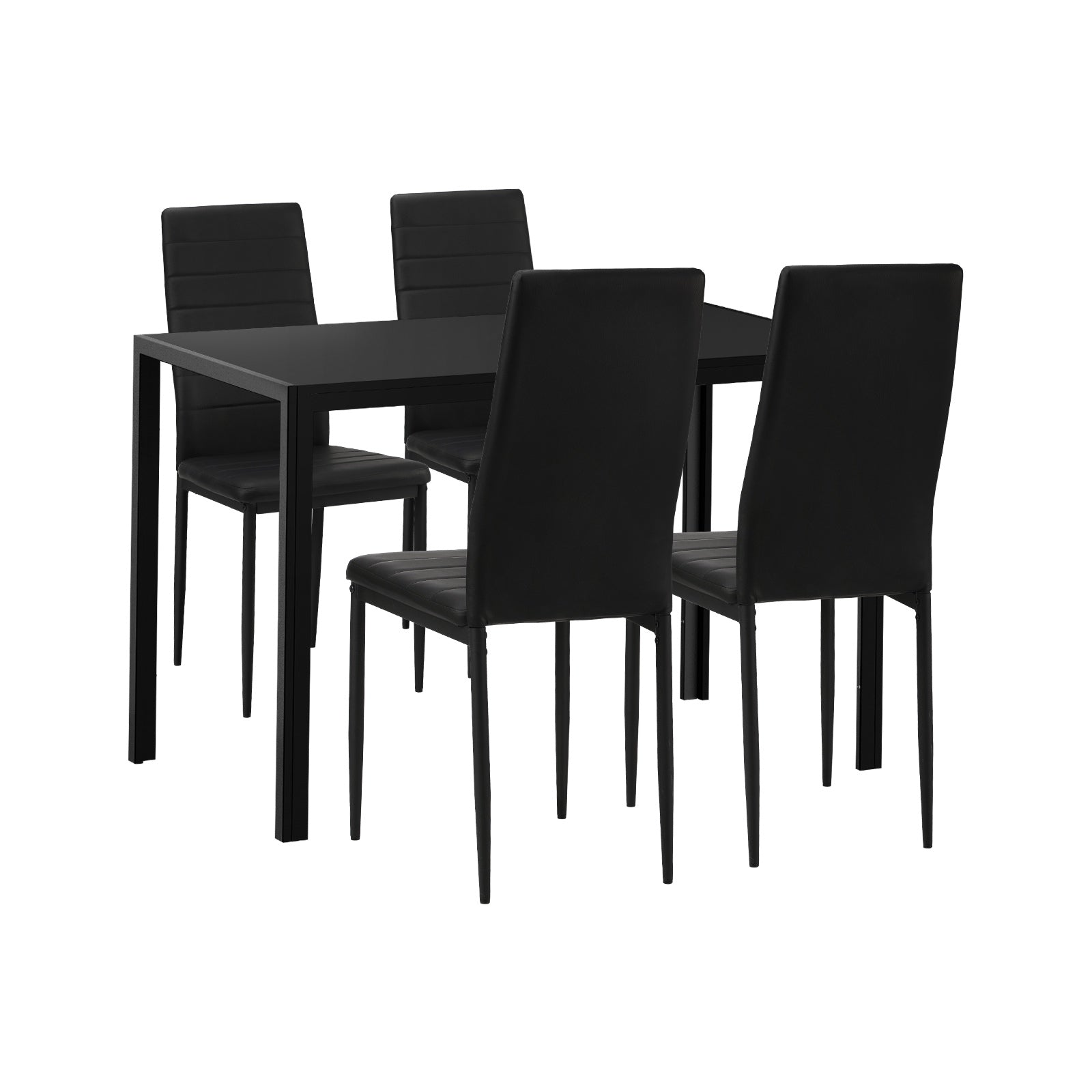 Oikiture 120cm Rectangle Dining Table with 4PCS Dining Chairs Wooden Black - Sunyee