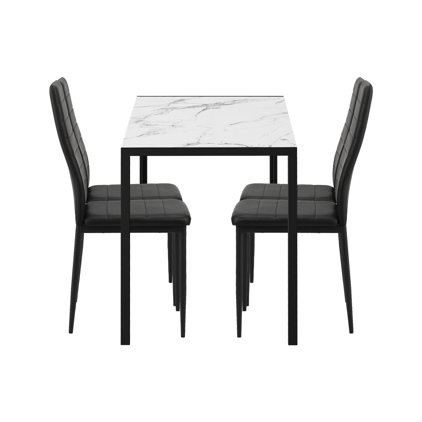 Oikiture 120cm Rectangle Dining Table with 4PCS Dining Chairs Marble White&Black - Sunyee