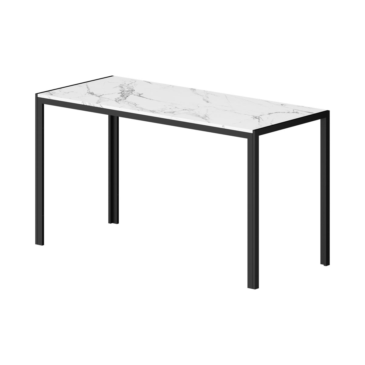 Oikiture 140cm Rectangle Dining Table with 6PCS Dining Chairs Marble White&Black - Sunyee