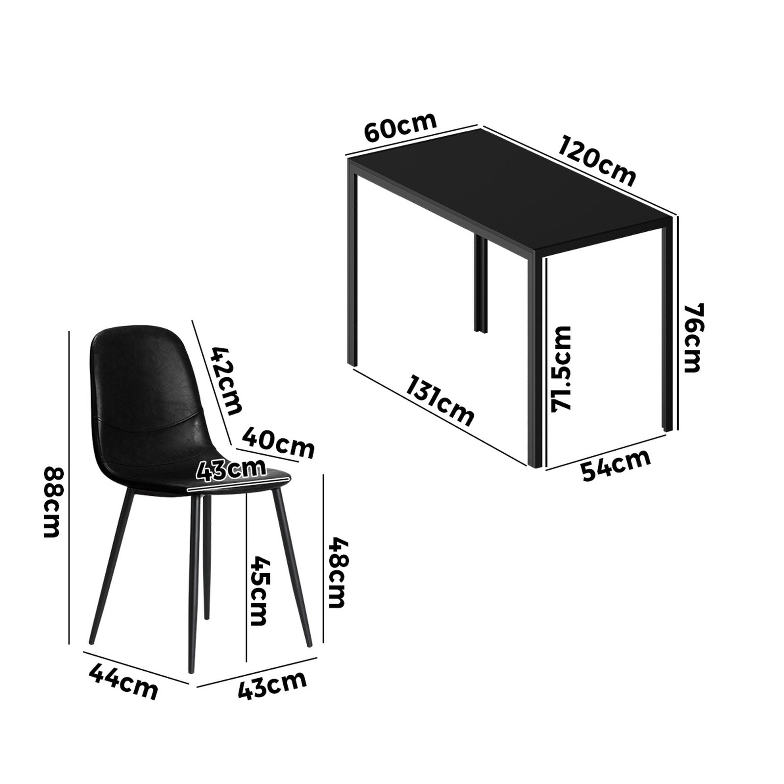 Oikiture 1.2m Rectangular Dining Table and Chairs 4-Seater Kitchen Furniture Set - Sunyee