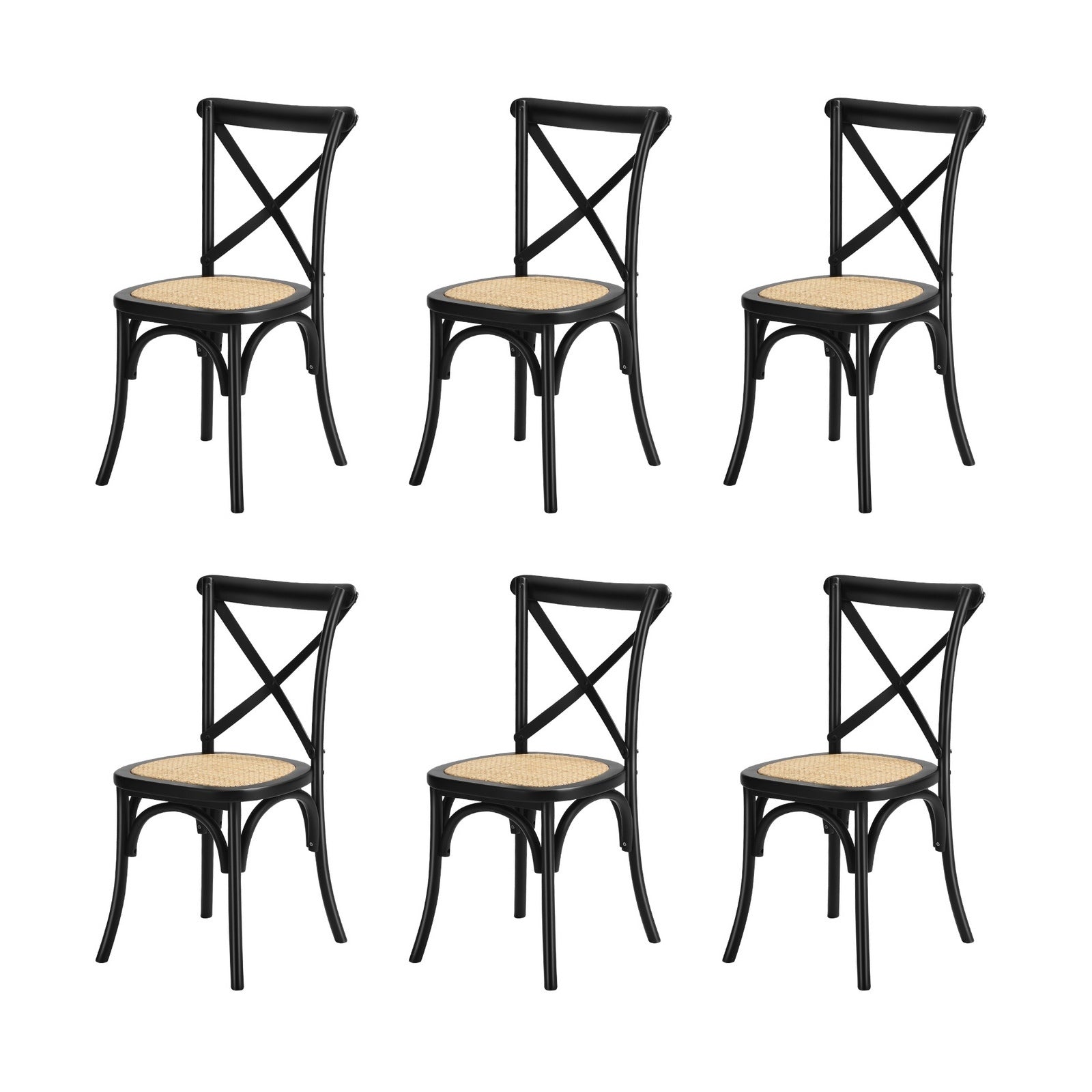 Oikiture 160cm Extendable Dining Table with 6PCS Dining Chairs Crossback Black - Sunyee