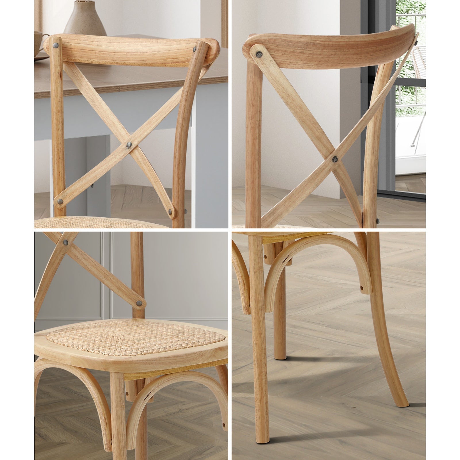 Oikiture 160cm Extendable Dining Table with 4PCS Dining Chairs Crossback Wooden - Sunyee