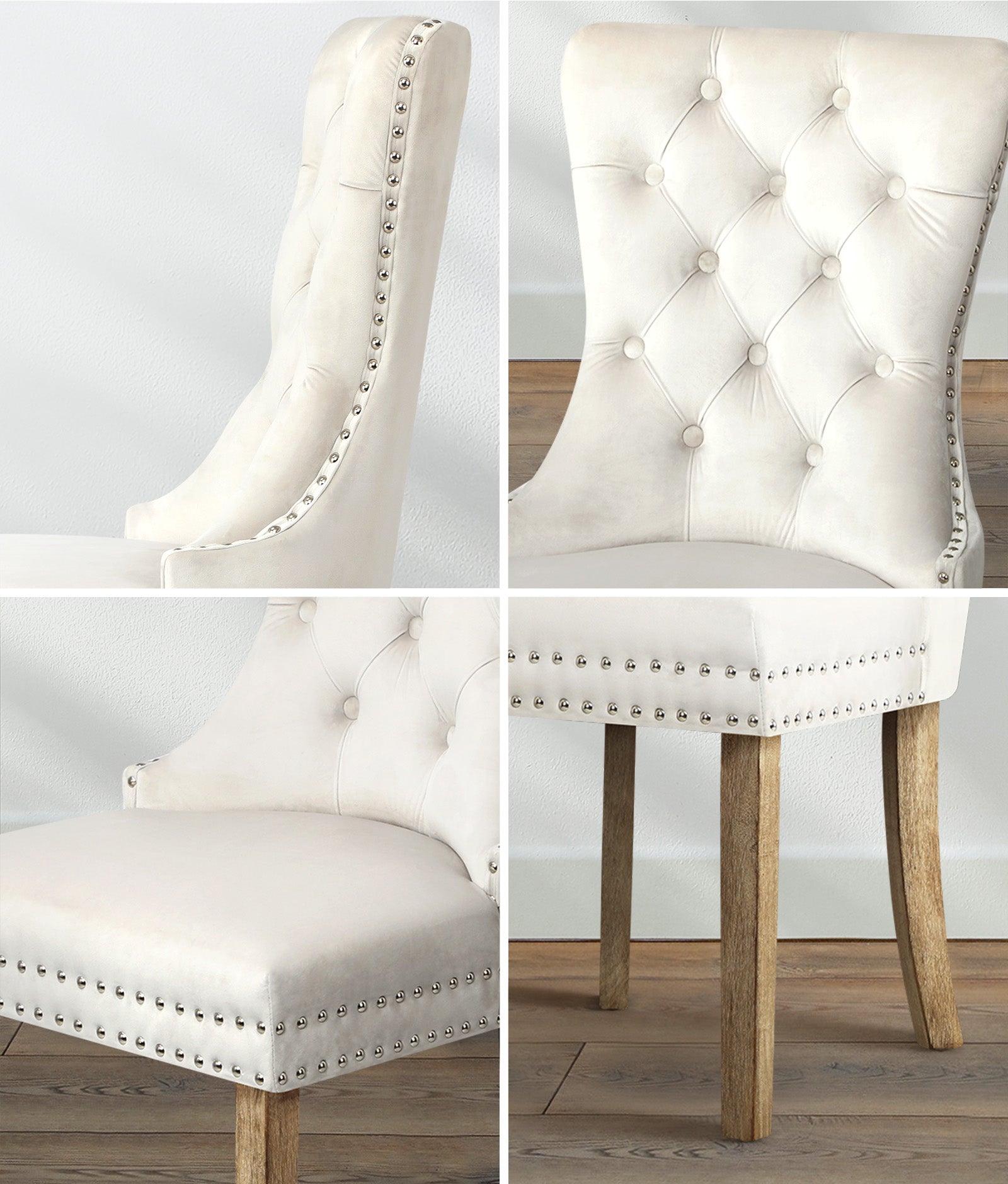 Oikiture 160cm Extendable Dining Table with 6PCS Dining Chairs Velvet Beige - Sunyee