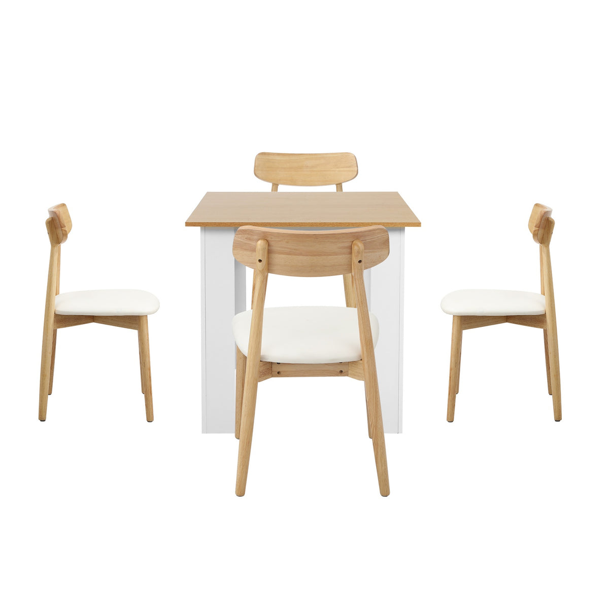 Oikiture 160cm Extendable Dining Table with 4x Dining Chairs PU Leather White - Sunyee