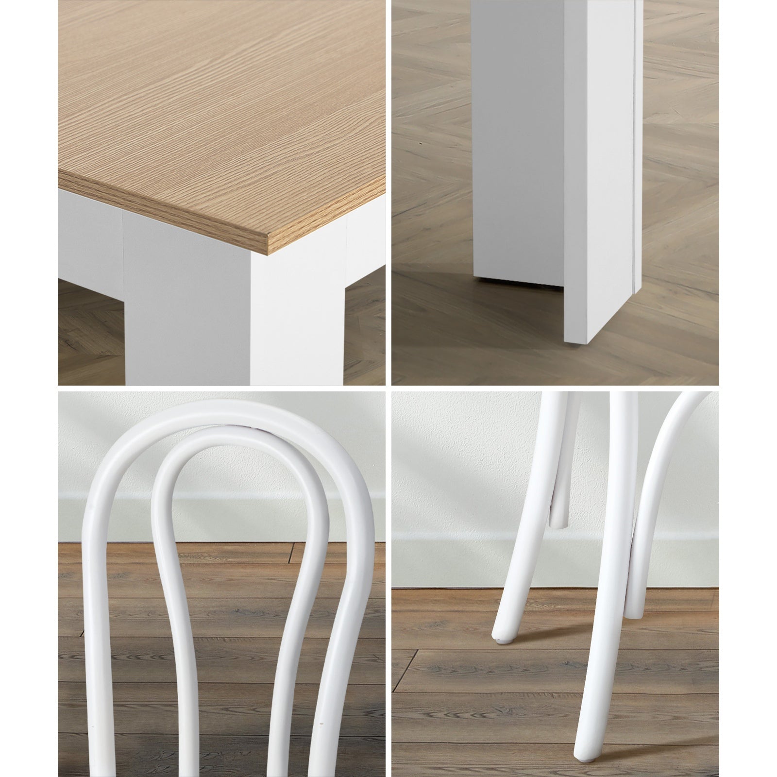 Oikiture 160cm Extendable Dining Table with 6PCS Crossback Dining Chairs White - Sunyee