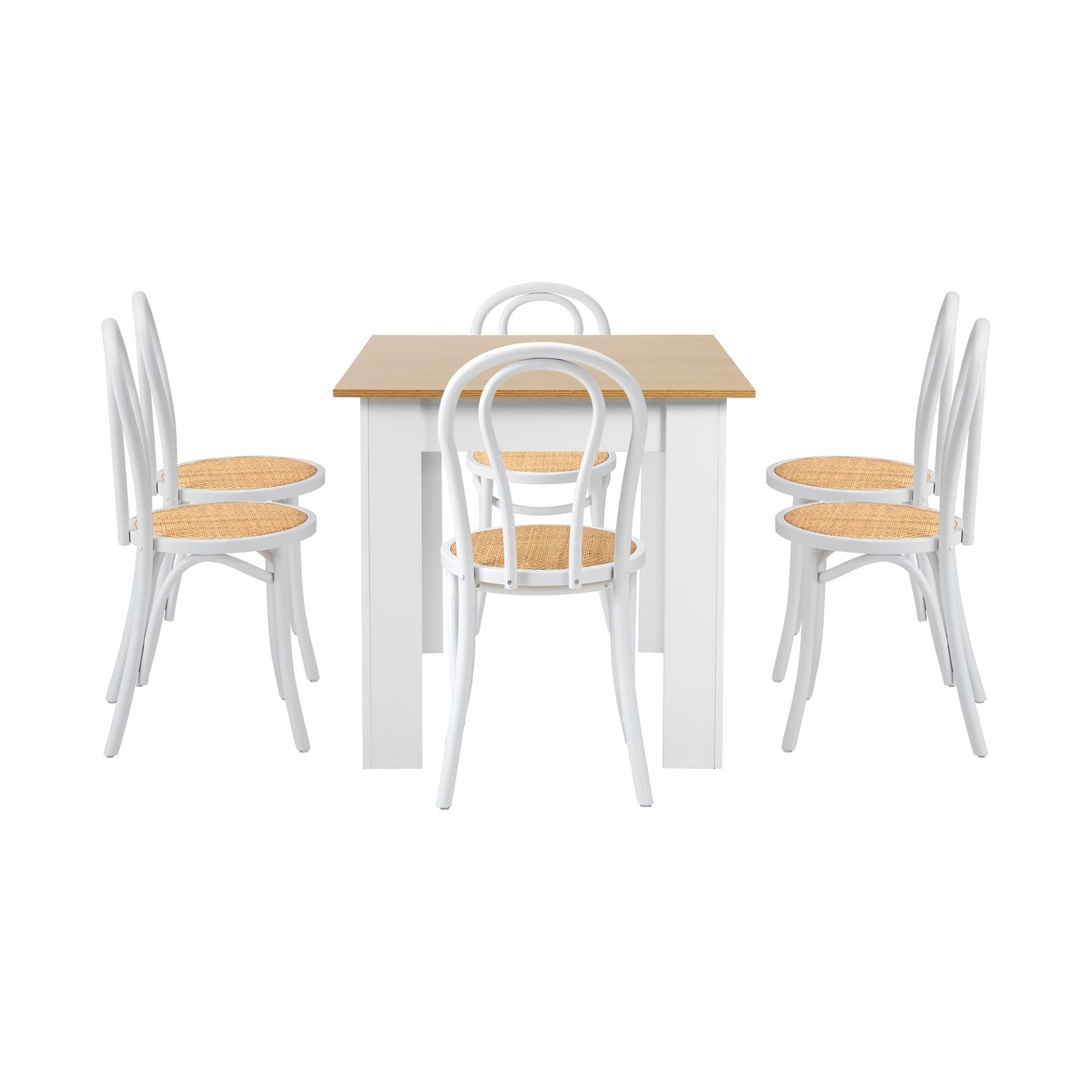 Oikiture 160cm Extendable Dining Table with 6PCS Crossback Dining Chairs White - Sunyee