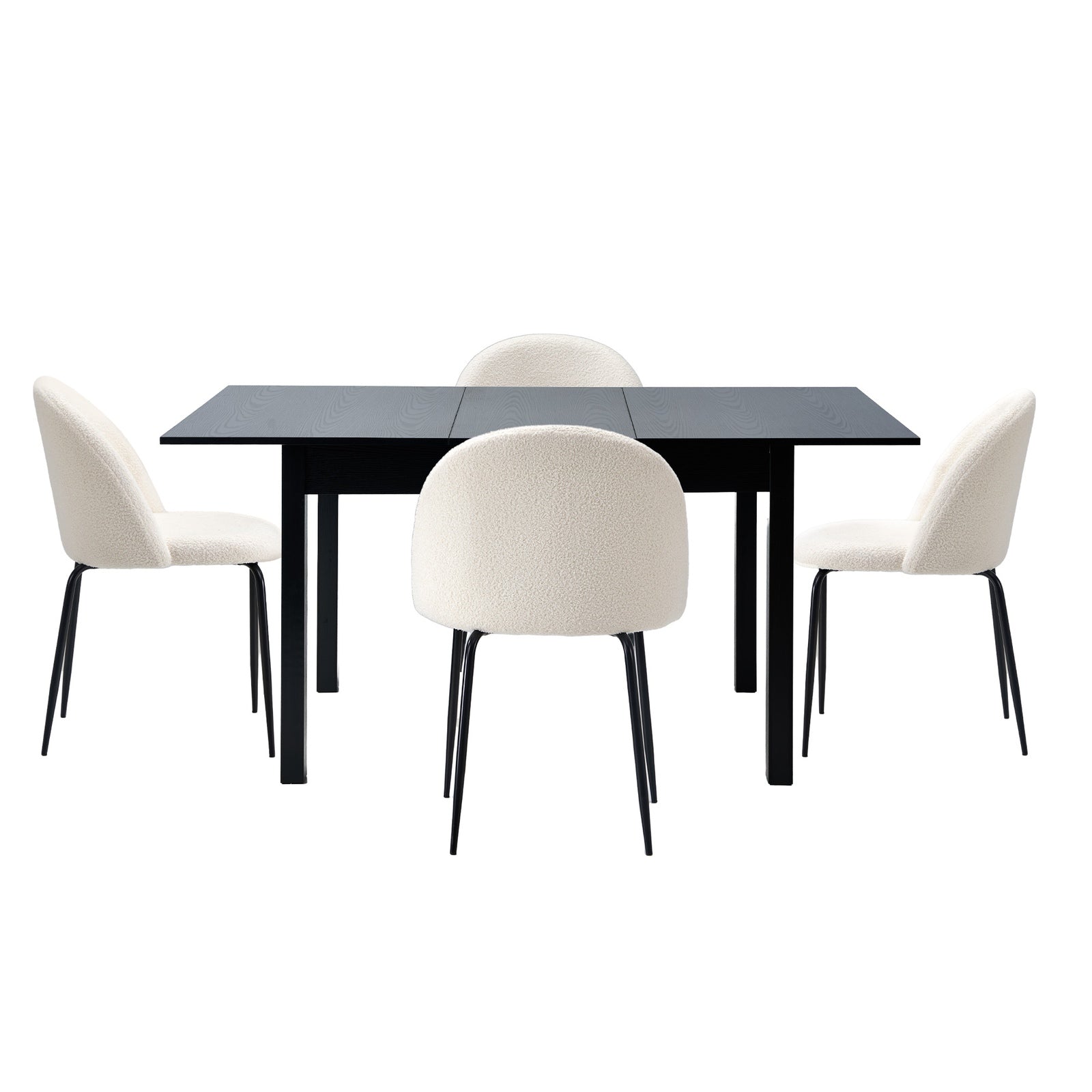 Oikiture 5pc Extenable Dining Table and Chairs Kitchen Dining Set Black&White - Sunyee
