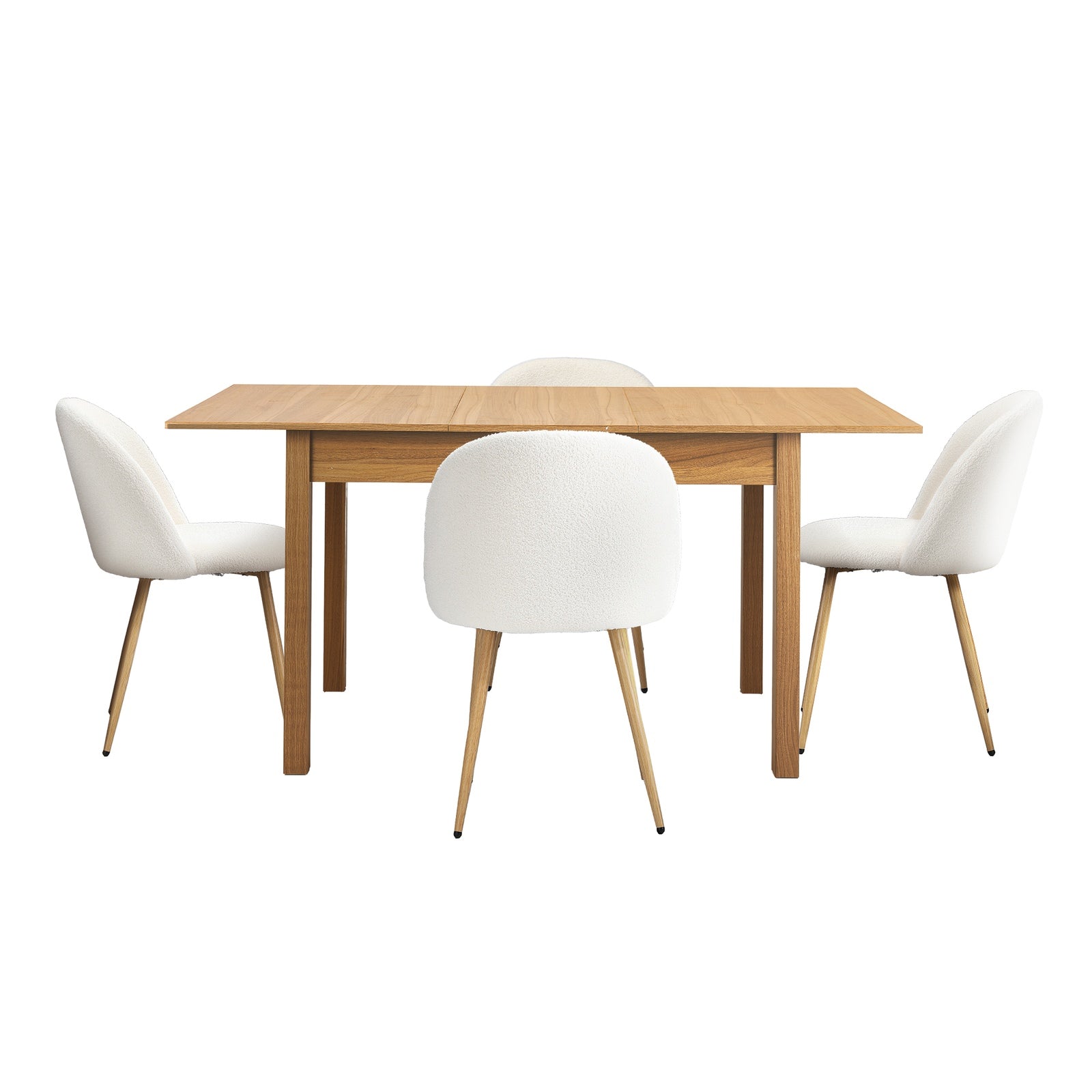 Oikiture 5pc Extenable Dining Table and Chairs Kitchen Dining Set Natural&White - Sunyee