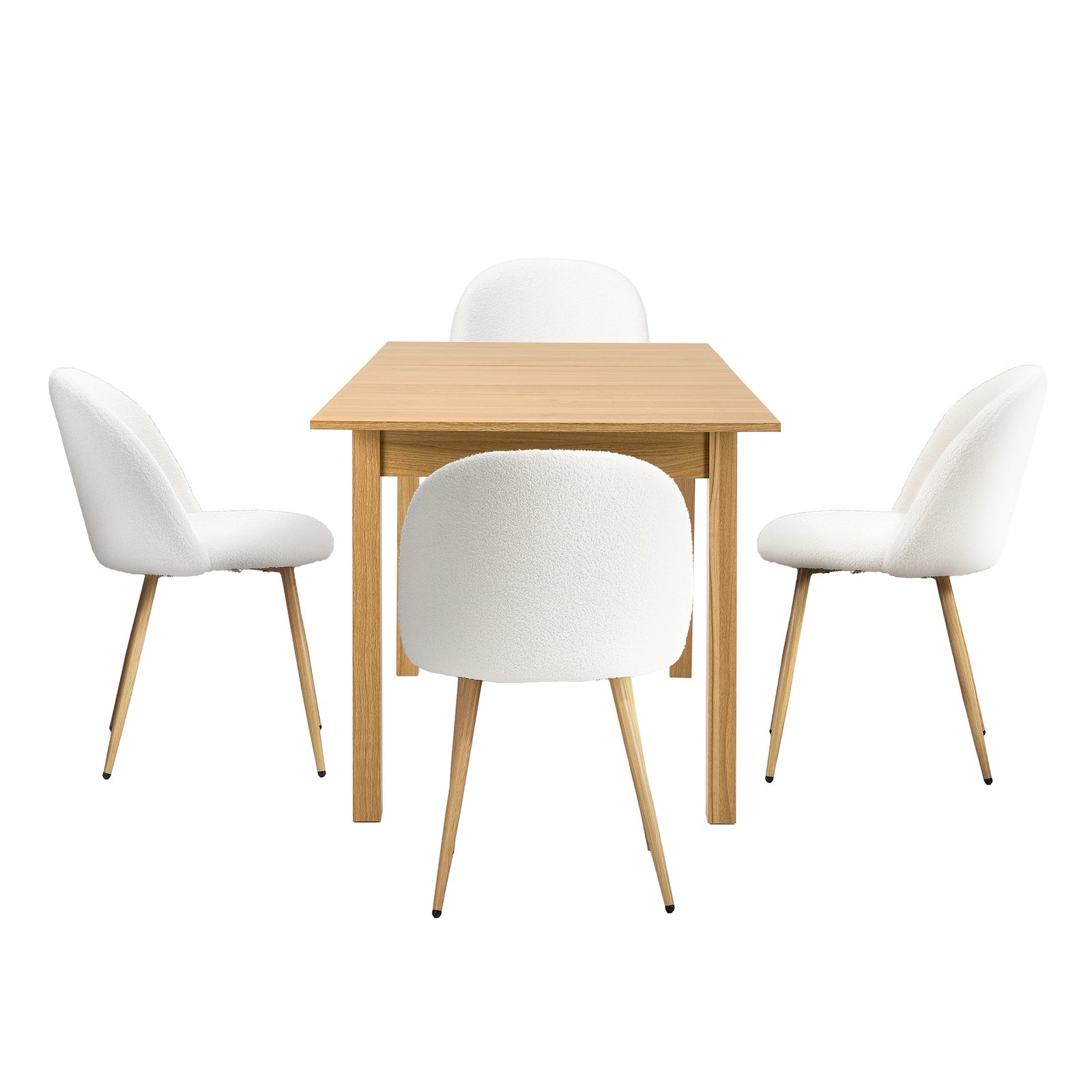 Oikiture 5pc Extenable Dining Table and Chairs Kitchen Dining Set Natural&White - Sunyee