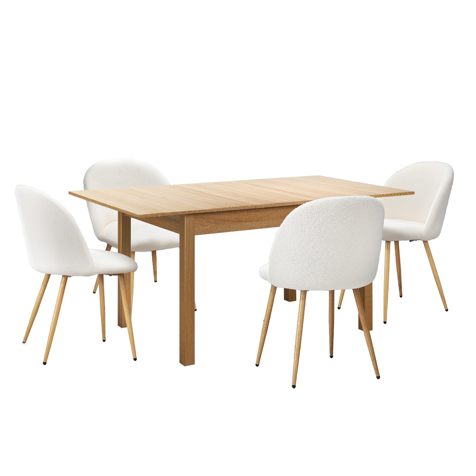 Oikiture 5pc Extenable Dining Table and Chairs Kitchen Dining Set Natural&White - Sunyee
