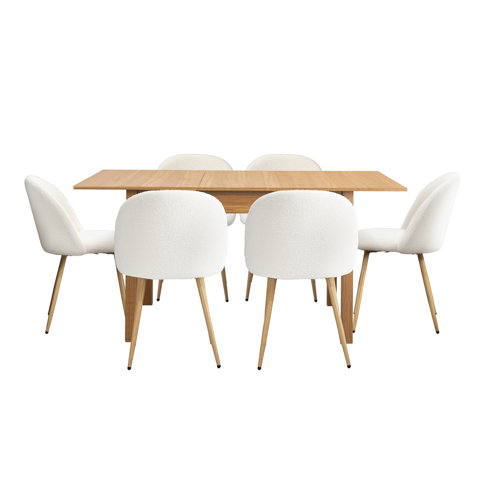 Oikiture 7pc Extenable Dining Table and Chairs Kitchen Dining Set Natural&White - Sunyee