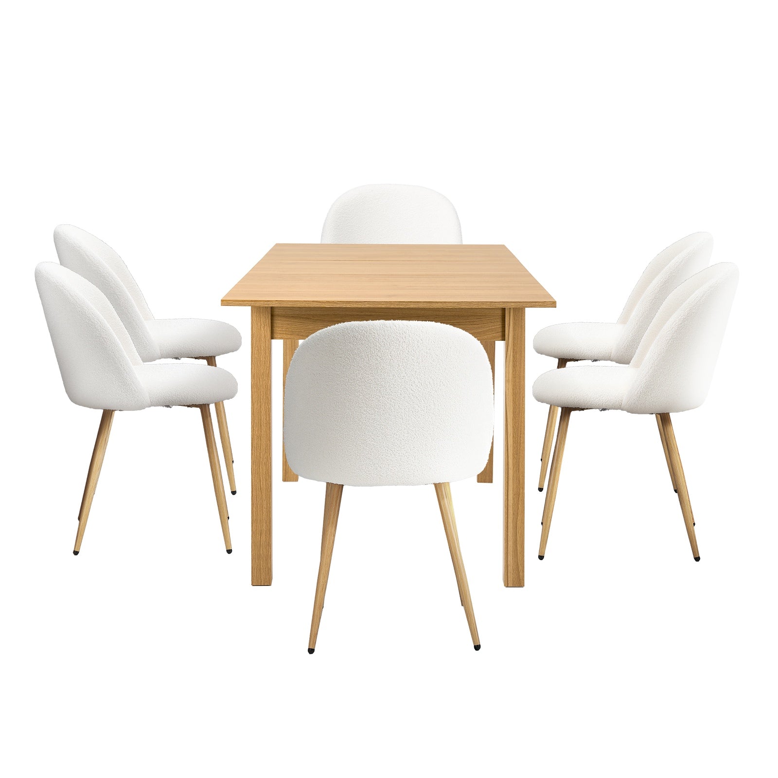 Oikiture 7pc Extenable Dining Table and Chairs Kitchen Dining Set Natural&White - Sunyee