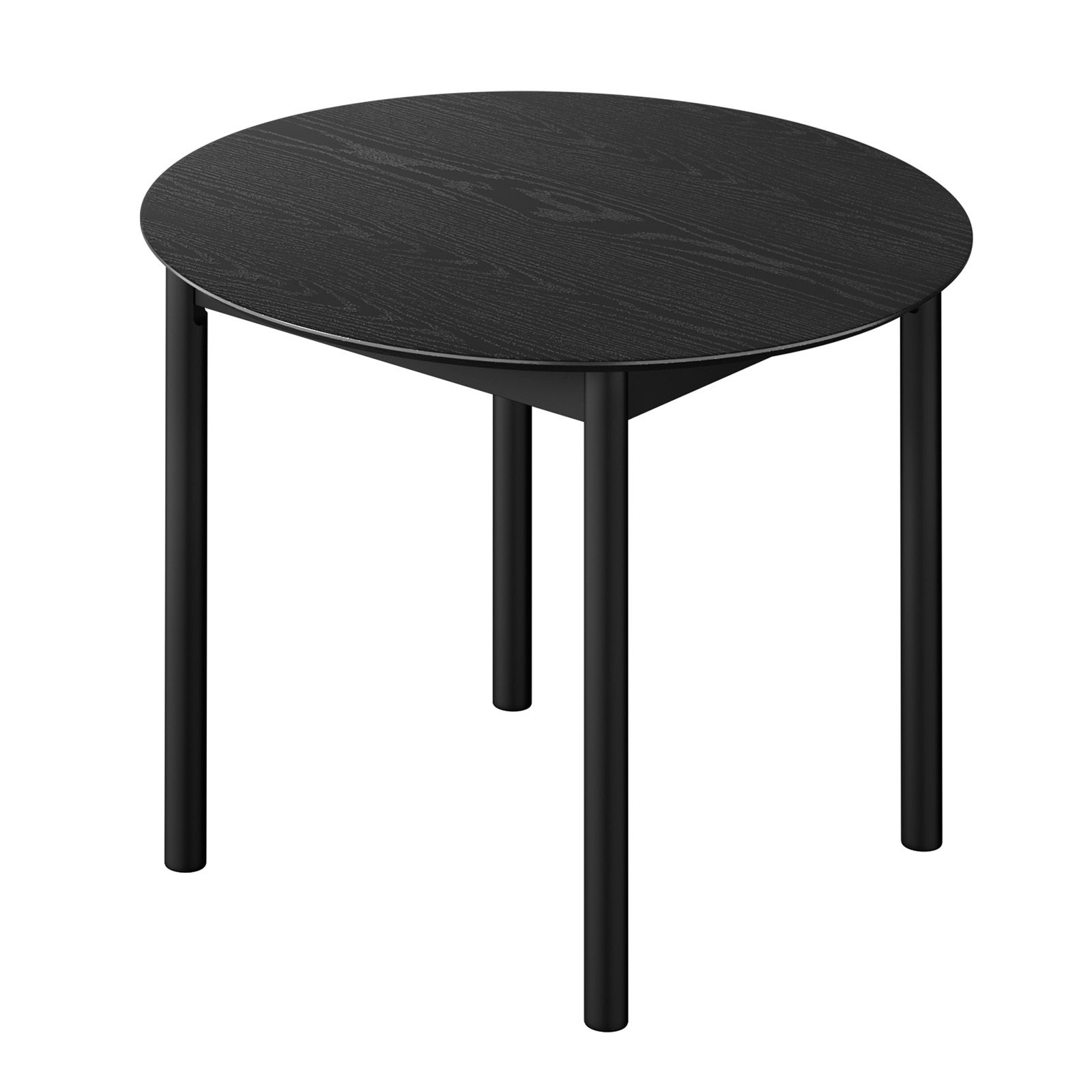 Oikiture 5PCS Dining Table Set Round Kitchen Table 4 Rattan Dining Chairs Black