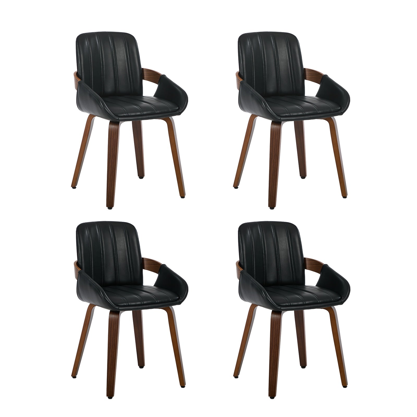 Oikiture 5PCS Dining Table Set 100cm Round Table 4 Faux Leather Dining Chairs