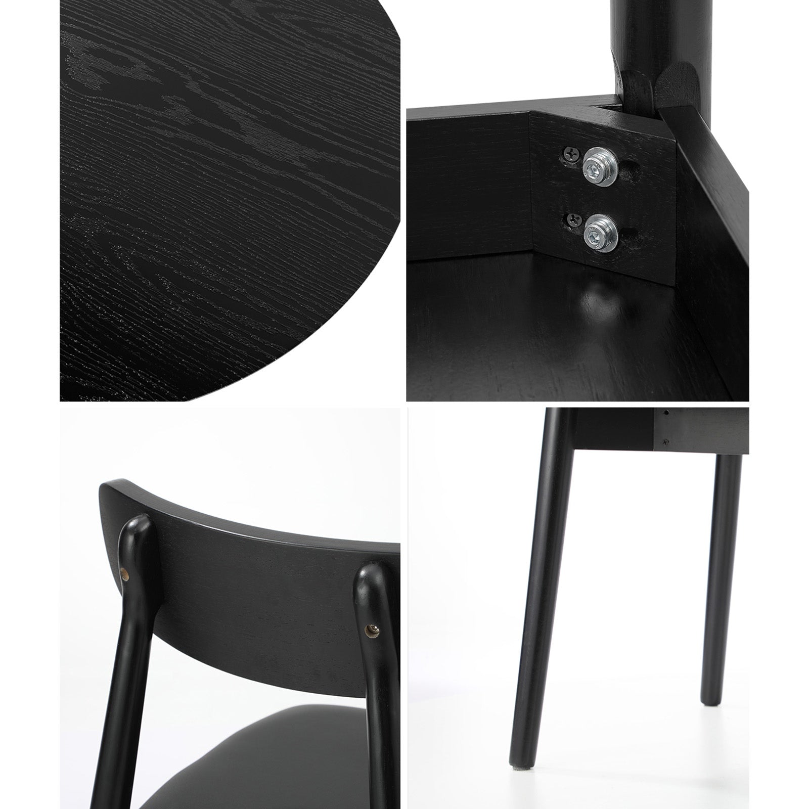 Oikiture 5PCS Dining Table Set 100cm Round Table 4 Rubberwood Dining Chairs