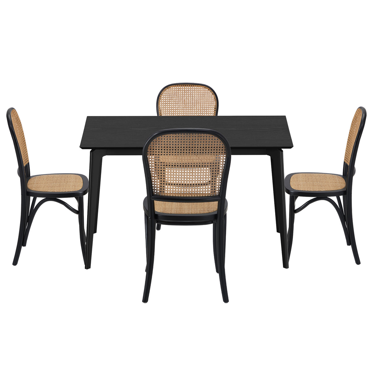 Oikiture 5PCS Dining Table Set Rectangle Dining Table and Chairs Black