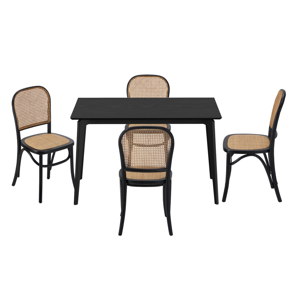Oikiture 5PCS Dining Table Set Rectangle Dining Table and Chairs Black