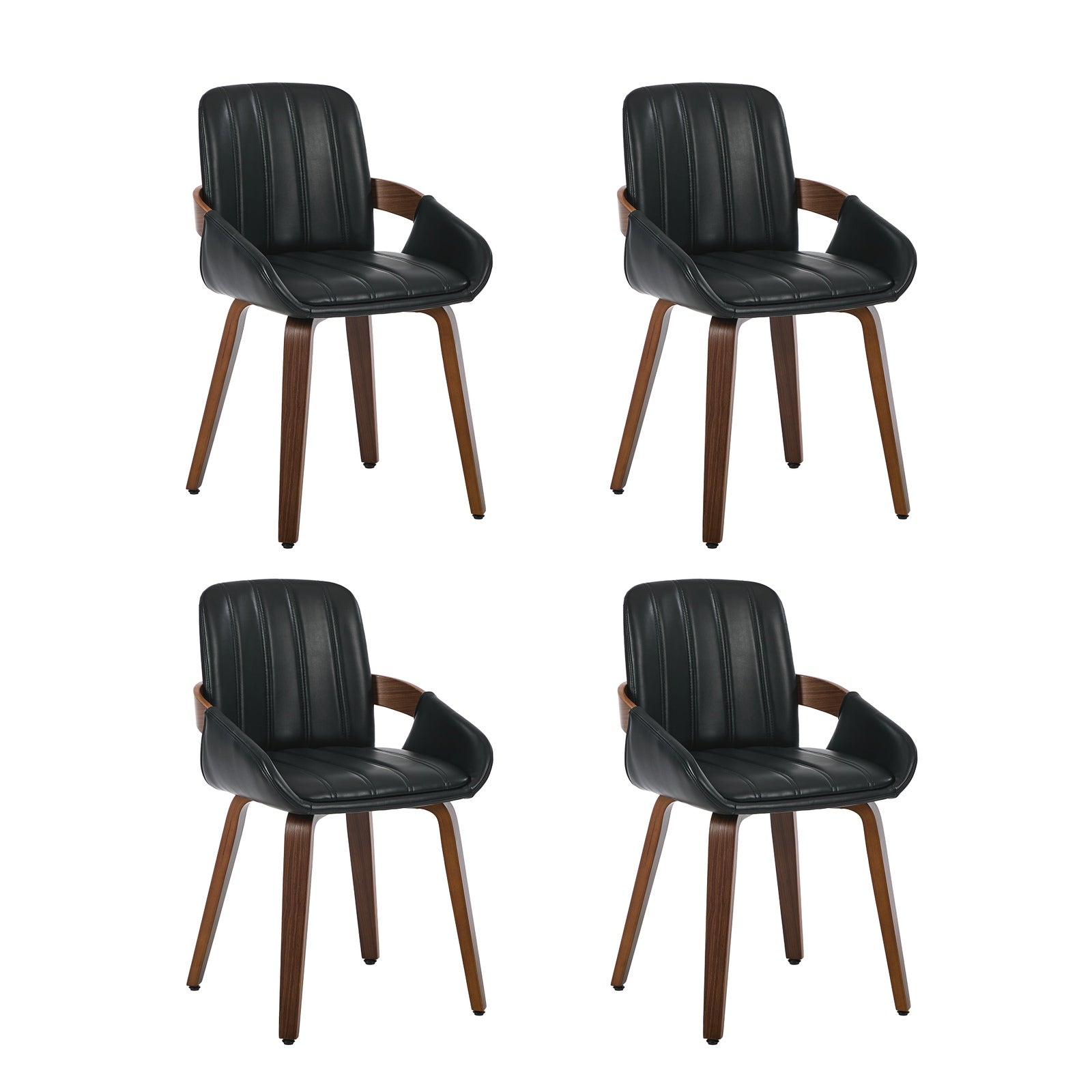 Oikiture 5PCS Dining Table Set 120cm Dining Table 4 Faux Leather Chairs
