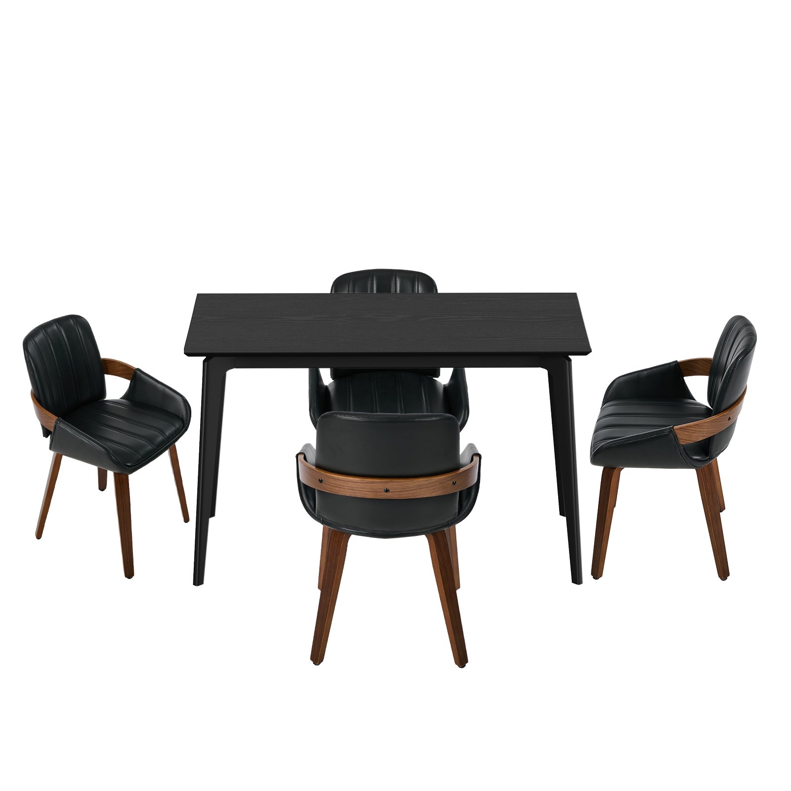 Oikiture 5PCS Dining Table Set 120cm Dining Table 4 Faux Leather Chairs