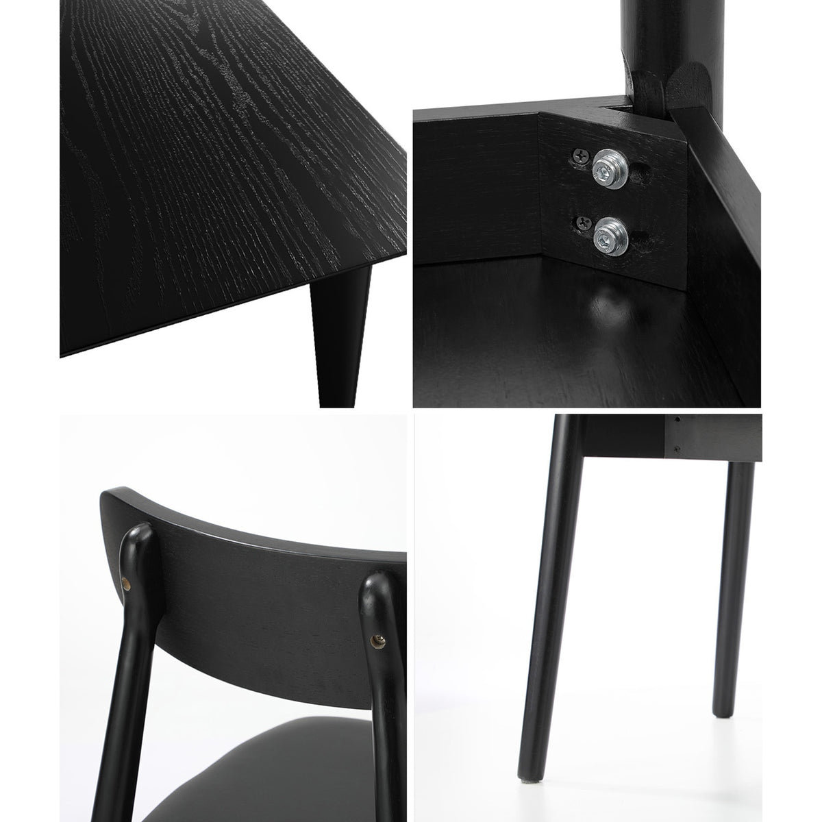 Oikiture 5PCS Dining Table Set 100cm Rectangle Dining Table and Chairs Black
