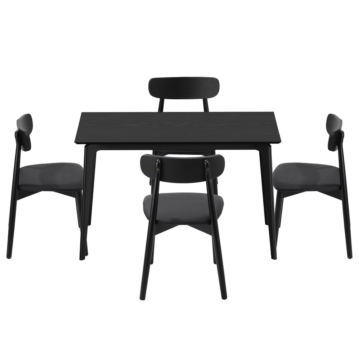 Oikiture 5PCS Dining Table Set 100cm Rectangle Dining Table and Chairs Black