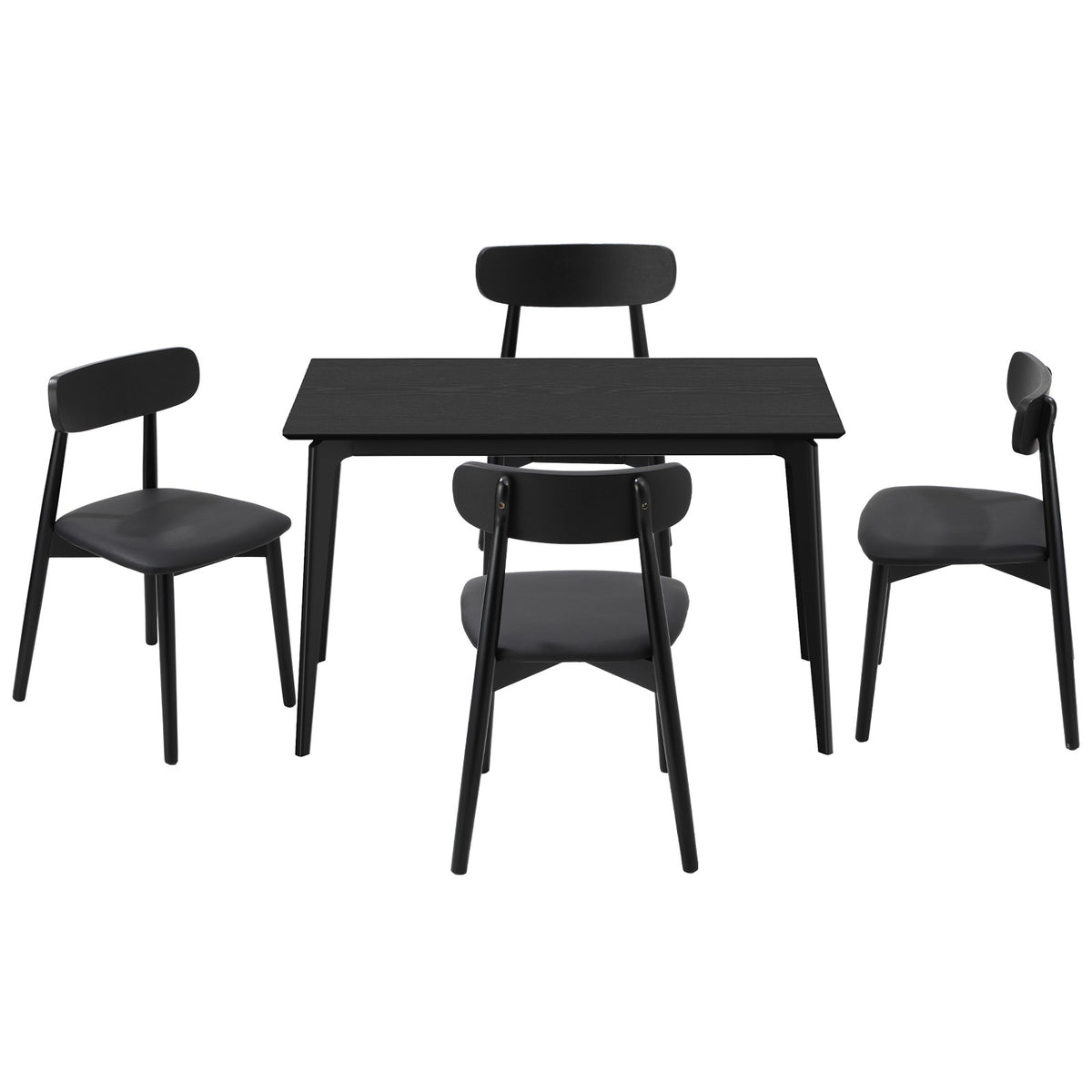 Oikiture 5PCS Dining Table Set 100cm Rectangle Dining Table and Chairs Black