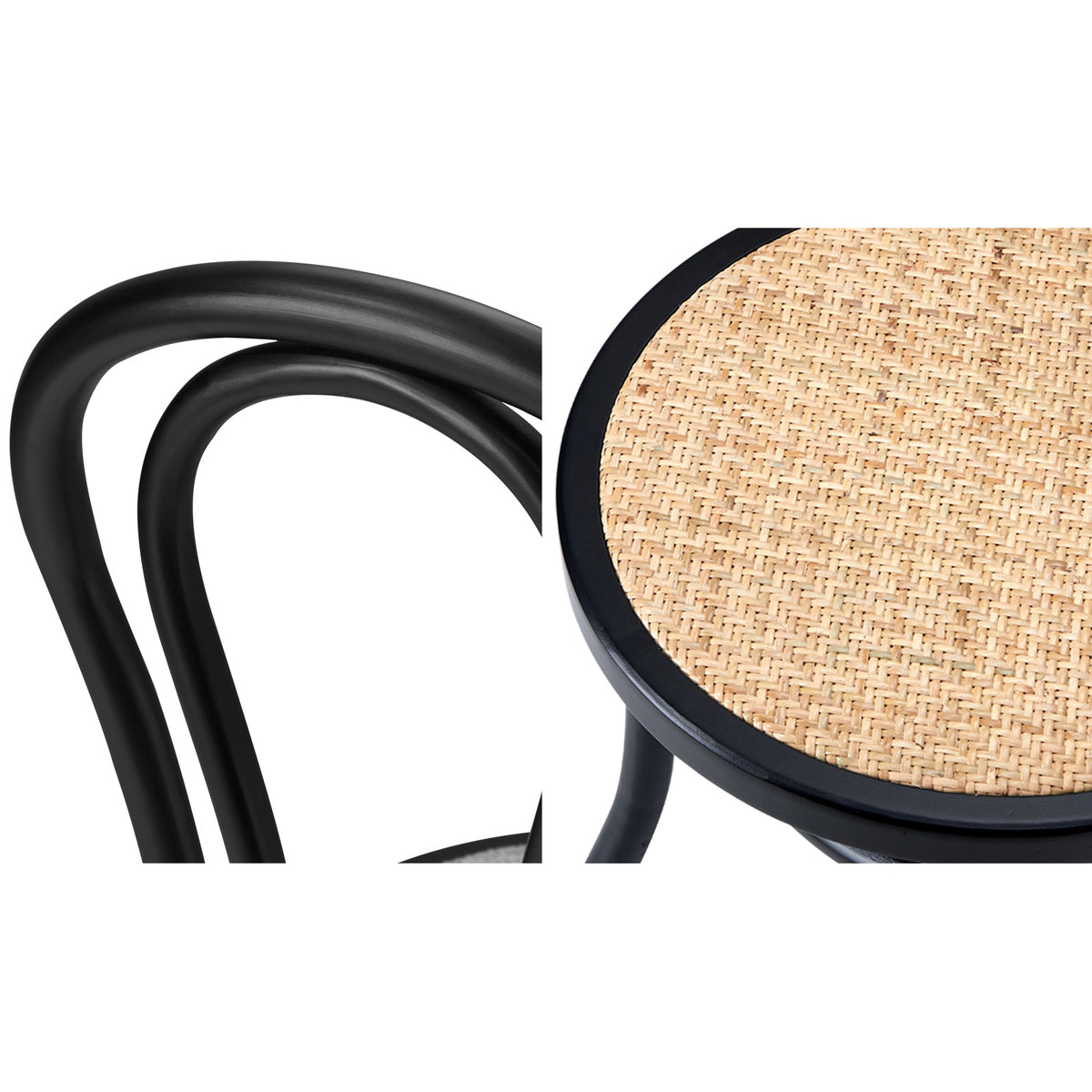 Oikiture 110cm Round Dining Table with 4PCS Dining Chairs Solid Wooden Black - Sunyee
