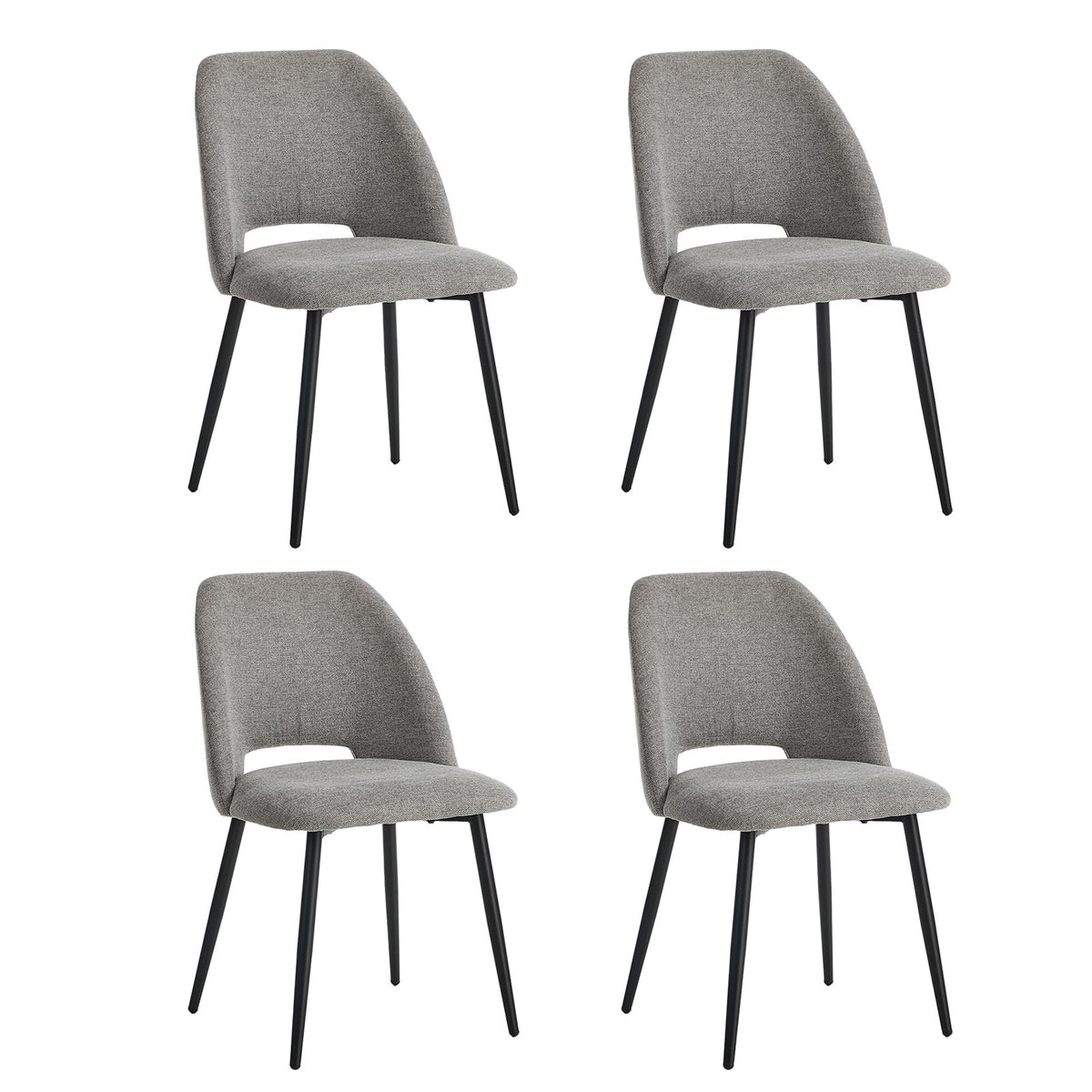 Oikiture 5PCS Dining Table Set Round Marble-Look Table and Chairs Grey Fabric - Sunyee