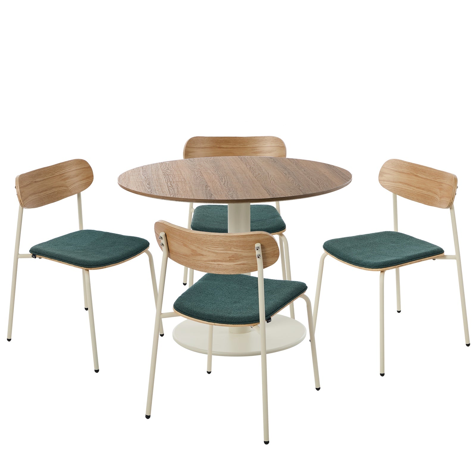 Oikiture Dining Table Set 100cm Round Dining Table and Chairs Green