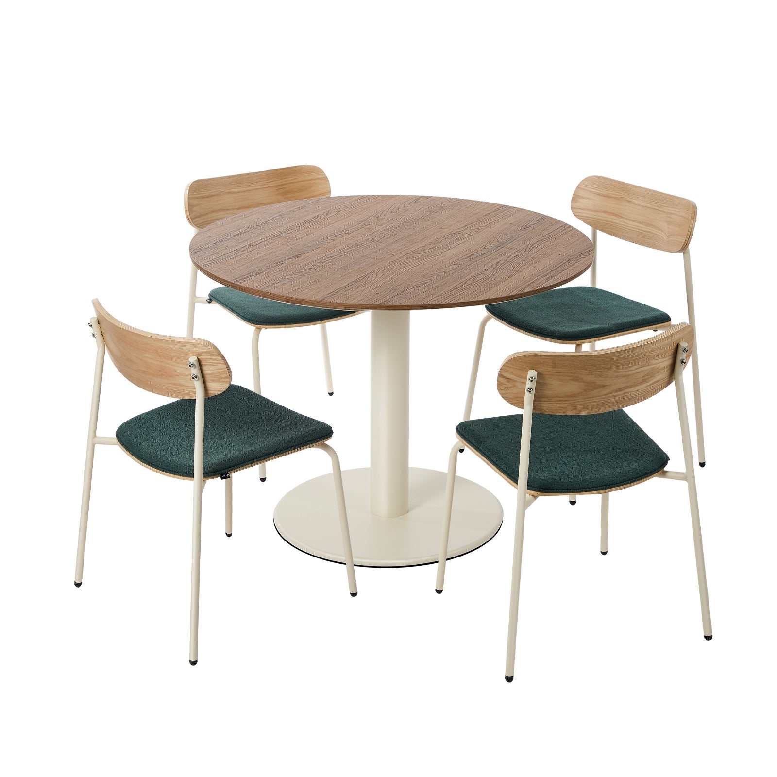 Oikiture Dining Table Set 100cm Round Dining Table and Chairs Green