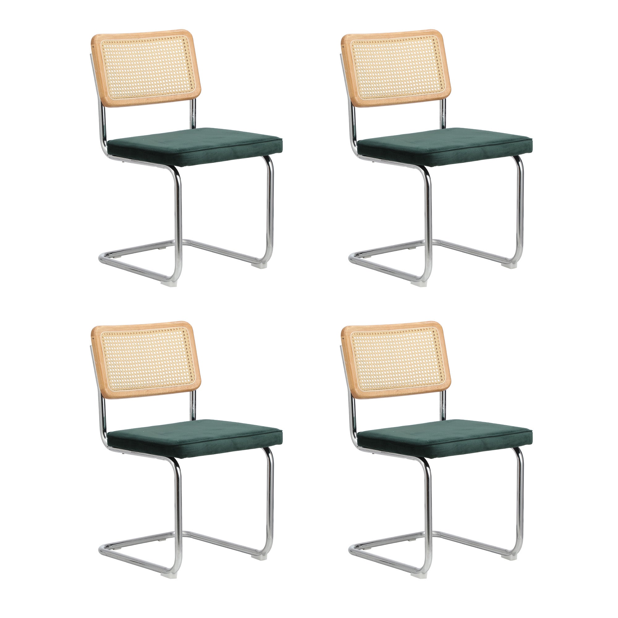 Oikiture 90cm Round Dining Table with 4PCS Dining Chairs Velvet White&Green - Sunyee