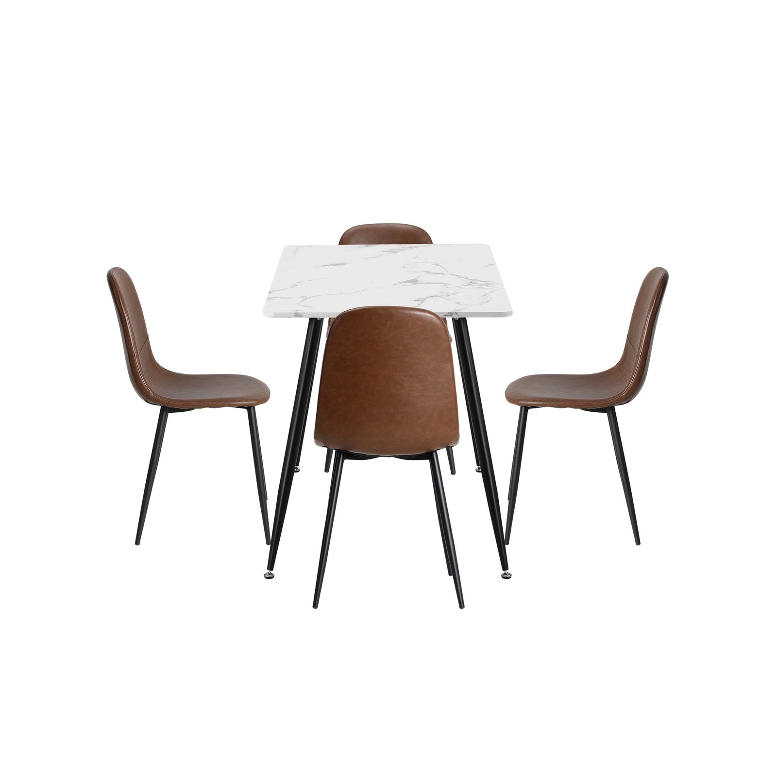 Oikiture 120cm Rectangle Dining Table with 4PCS Dining Chairs PU Brown - Sunyee
