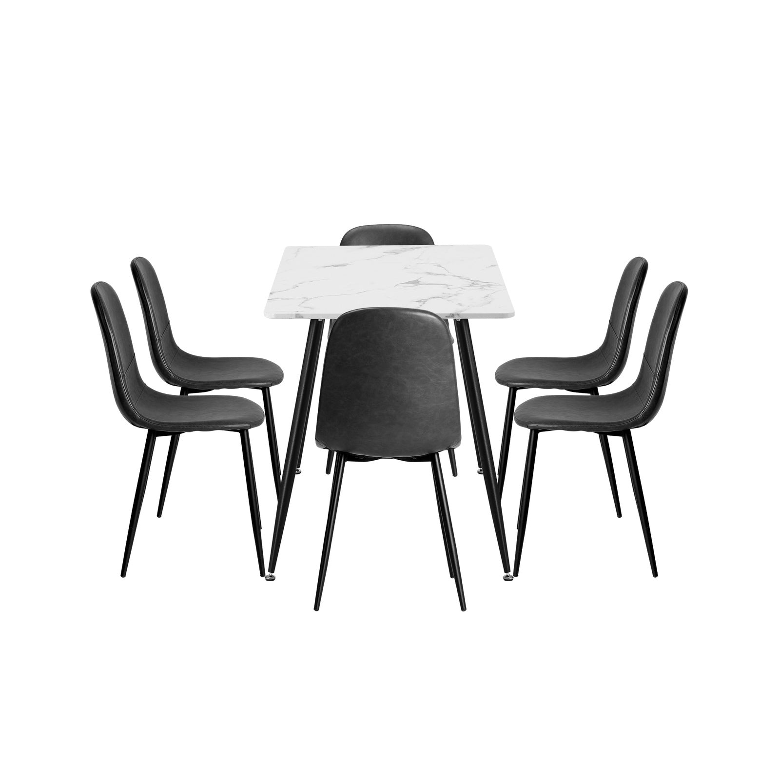 Oikiture 120cm Rectangle Dining Table with 6PCS Dining Chairs PU Grey - Sunyee
