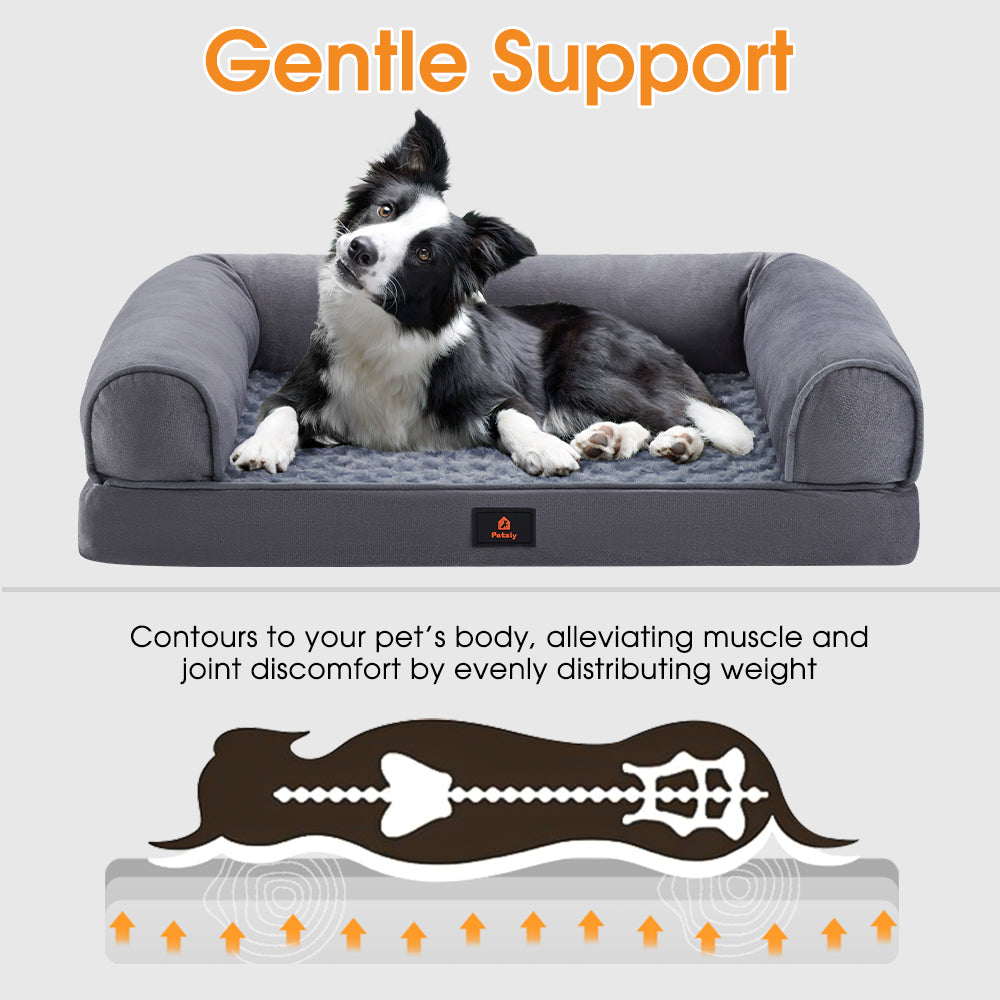 Petzly Dog Bed Memory Foam Calming Bed Orthopedic Pet Sofa Washable M/L/XL/XXL - Sunyee