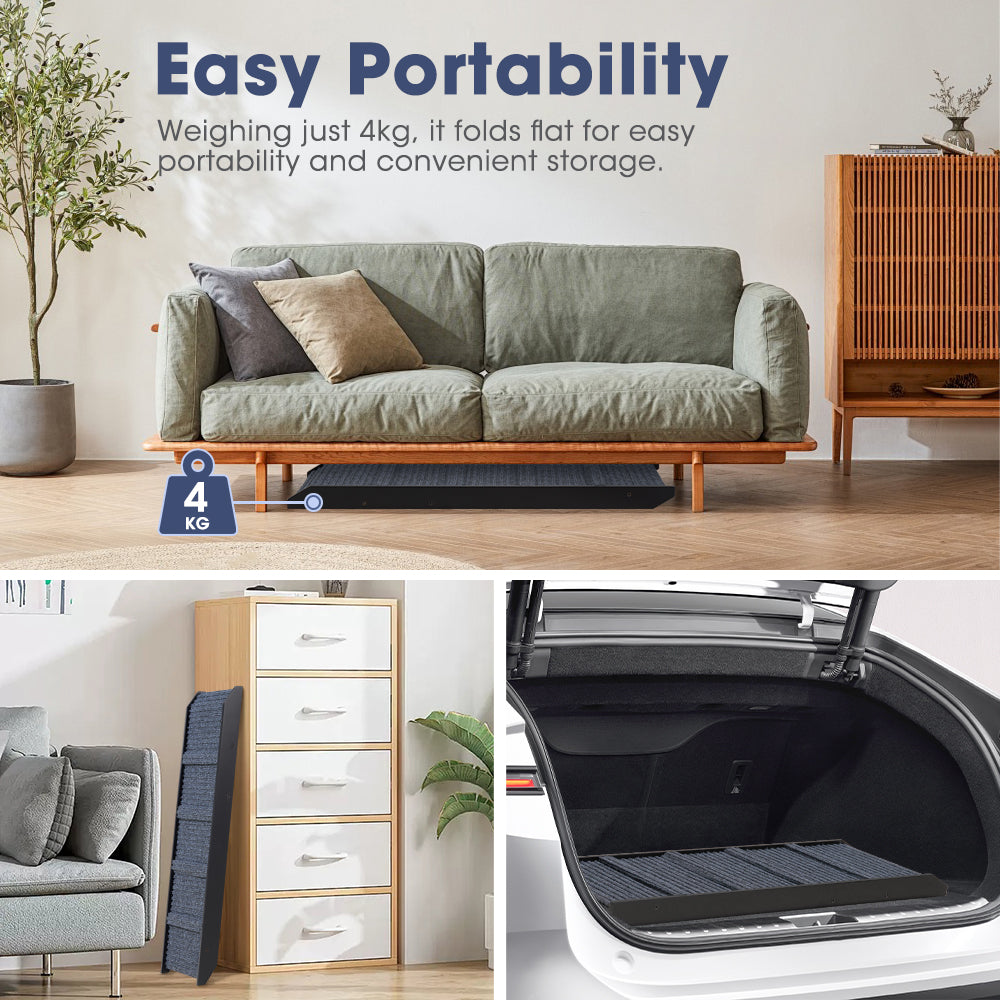 Petzly Foldable Dog Ramps Adjustable Height Pet Ramp Folding Portable Black - Sunyee