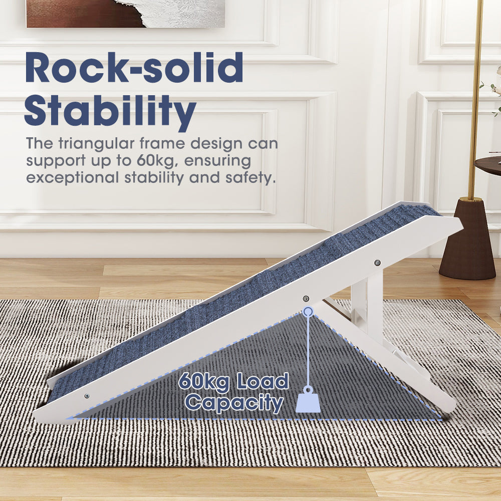 Petzly Foldable Dog Ramps Adjustable Height Pet Ramp Folding Portable White - Sunyee