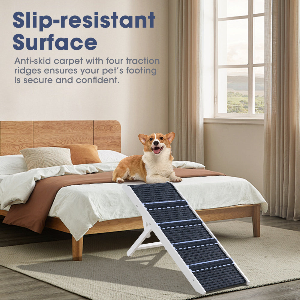 Petzly Foldable Dog Ramps Adjustable Height Pet Ramp Folding Portable White - Sunyee