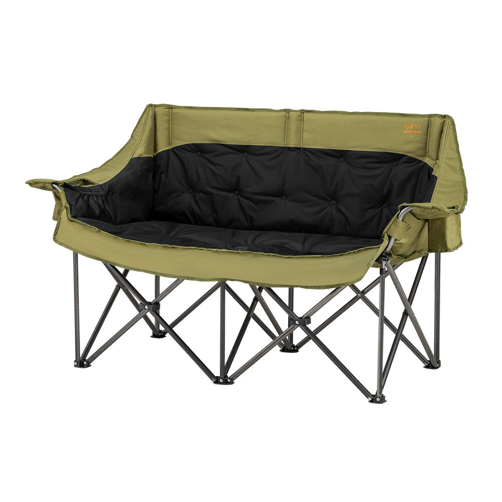 San Hima Folding Double Camping Chair Padded Outdoor Moon Chair Portable Green - Sunyee