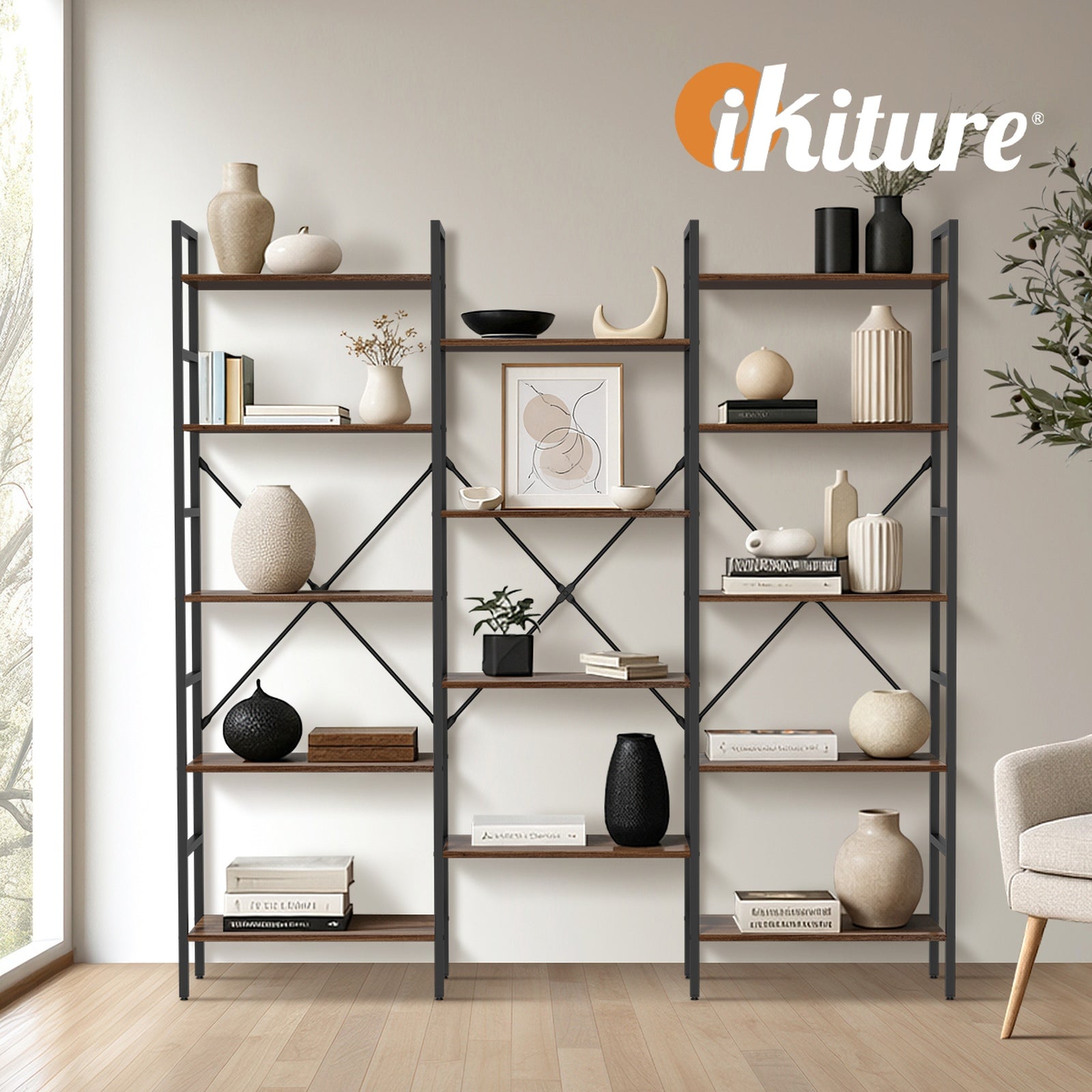 Oikiture 14 Tier Display Shelf Stand Bookshelf Metal Storage Industrial 1.76m - Sunyee