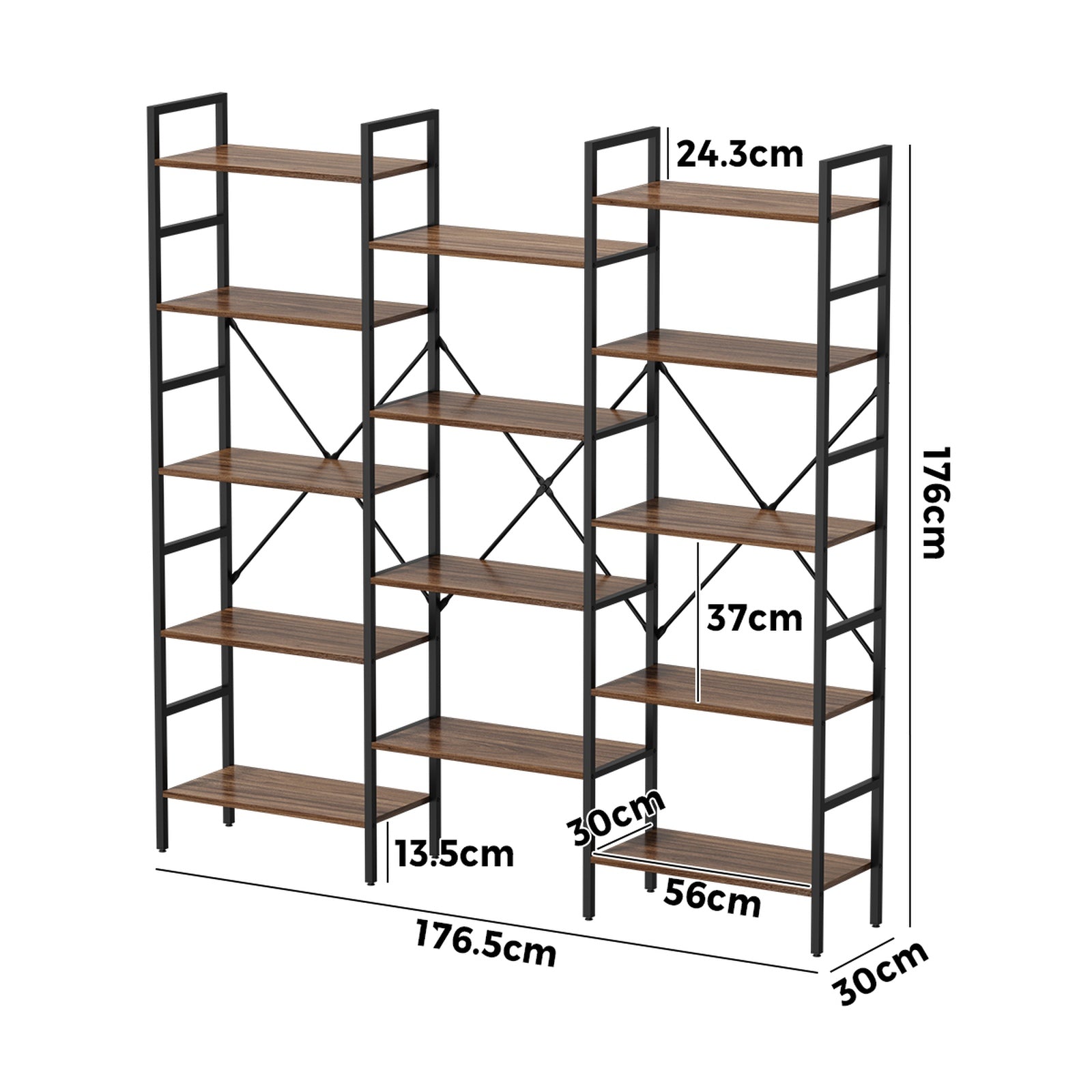 Oikiture 14 Tier Display Shelf Stand Bookshelf Metal Storage Industrial 1.76m - Sunyee