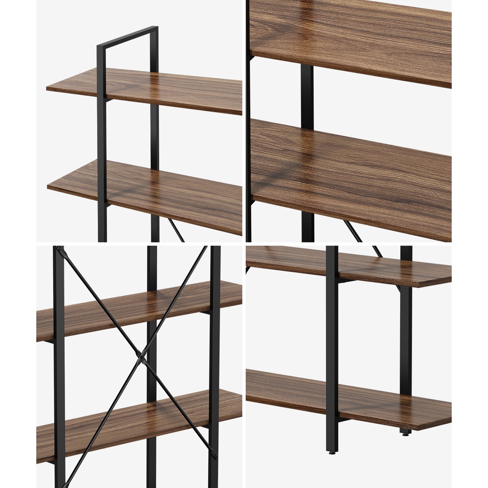 Oikiture 5 Tier Display Shelf Stand Bookshelf Metal Storage Industrial 1.2m - Sunyee