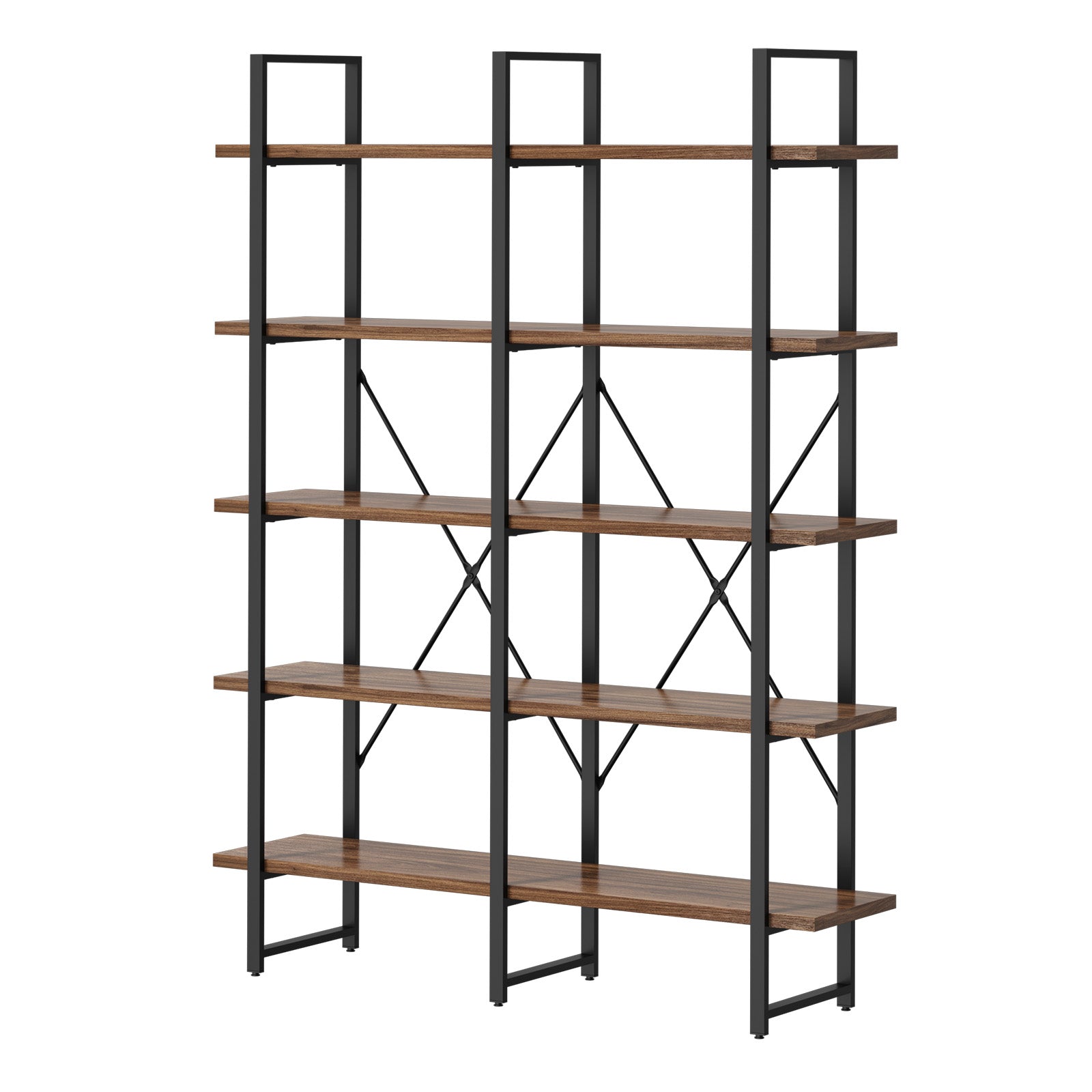 Oikiture 5 Tier Display Shelf Stand Bookshelf Metal Rack Industrial 1.35m - Sunyee